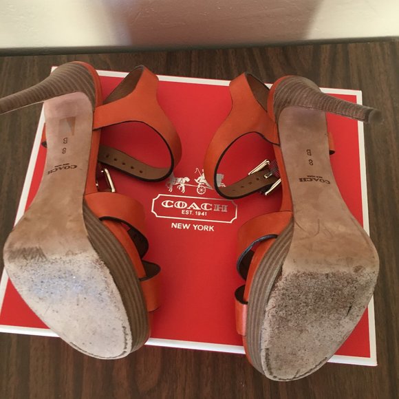 Orange Coach strappy heels - size 8 M - Picture 3 of 7